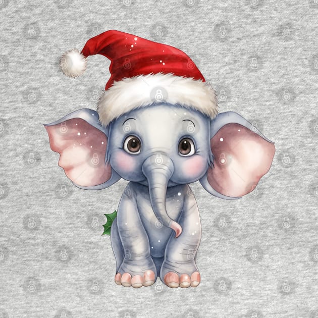 African Elephant in Santa Hat by Chromatic Fusion Studio